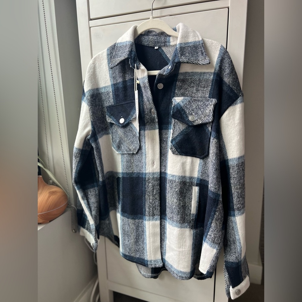 Tanming Blue Flannel Button Down - Size M